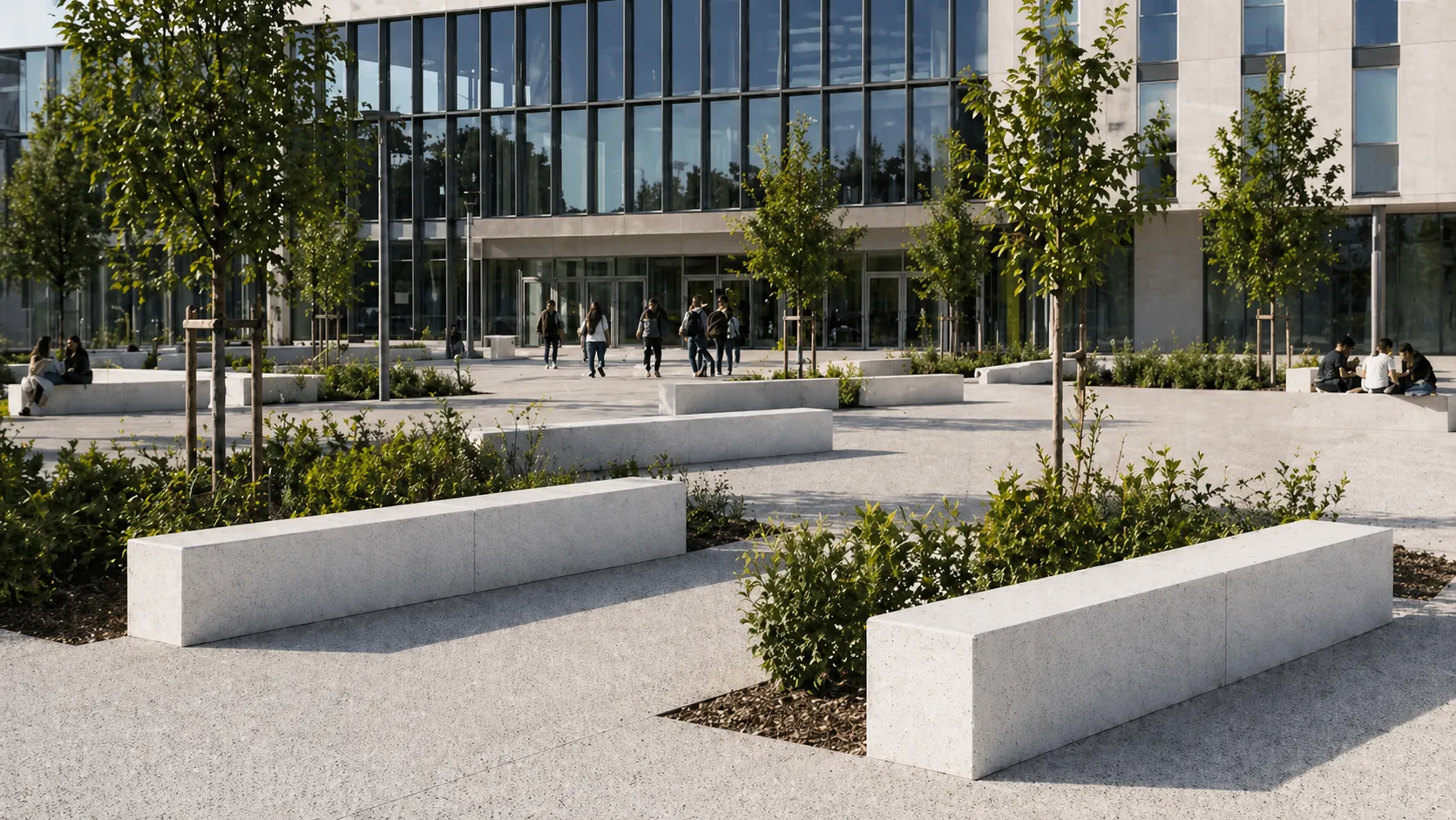 Mobilier urbain en beton Banc et table en béton
